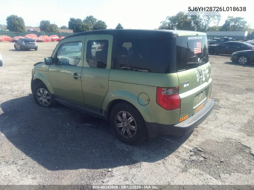 2006 Honda Element Ex-P VIN: 5J6YH28726L018638 Lot: 40343589