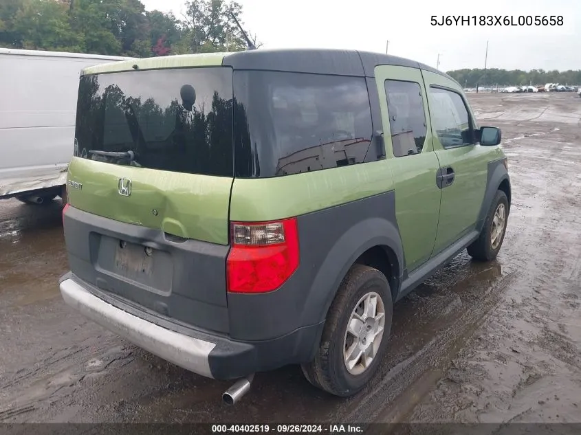 2006 Honda Element Lx VIN: 5J6YH183X6L005658 Lot: 40402519