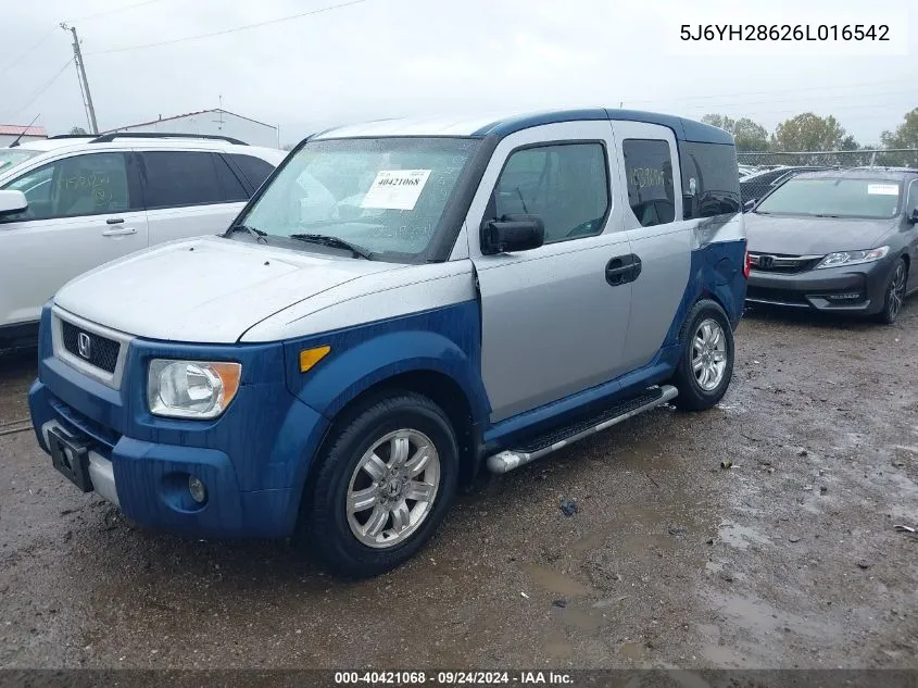 2006 Honda Element Ex VIN: 5J6YH28626L016542 Lot: 40421068