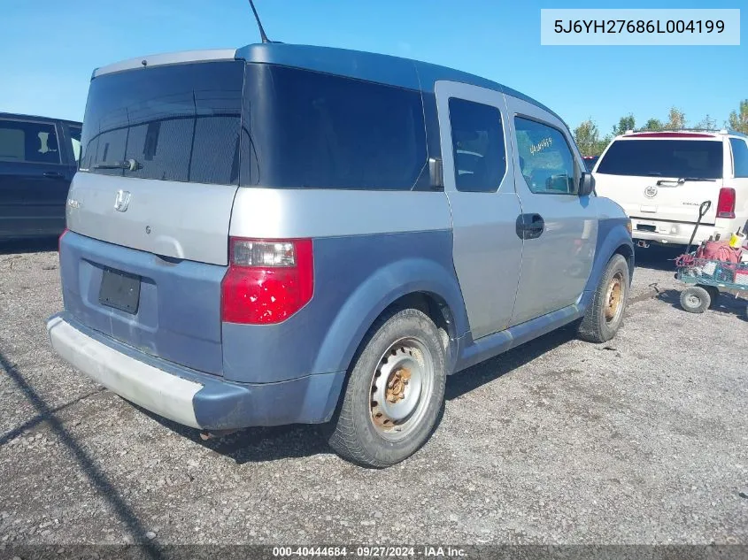 2006 Honda Element Ex VIN: 5J6YH27686L004199 Lot: 40444684