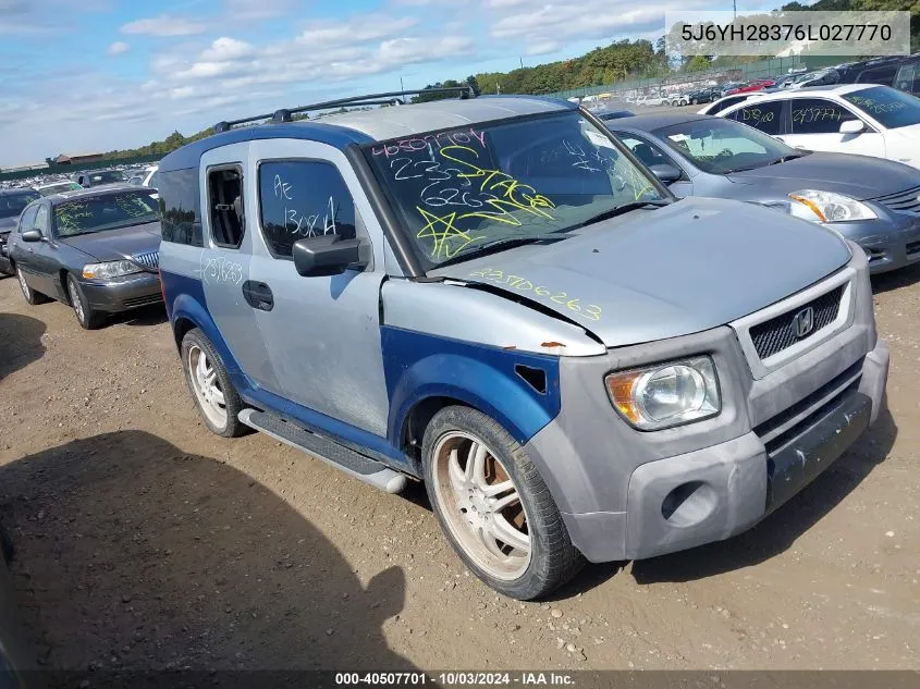 2006 Honda Element Lx VIN: 5J6YH28376L027770 Lot: 40507701