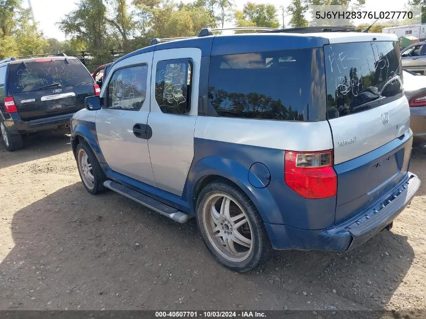 2006 Honda Element Lx VIN: 5J6YH28376L027770 Lot: 40507701