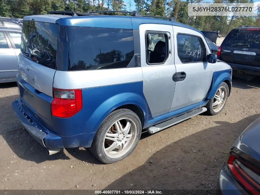 2006 Honda Element Lx VIN: 5J6YH28376L027770 Lot: 40507701