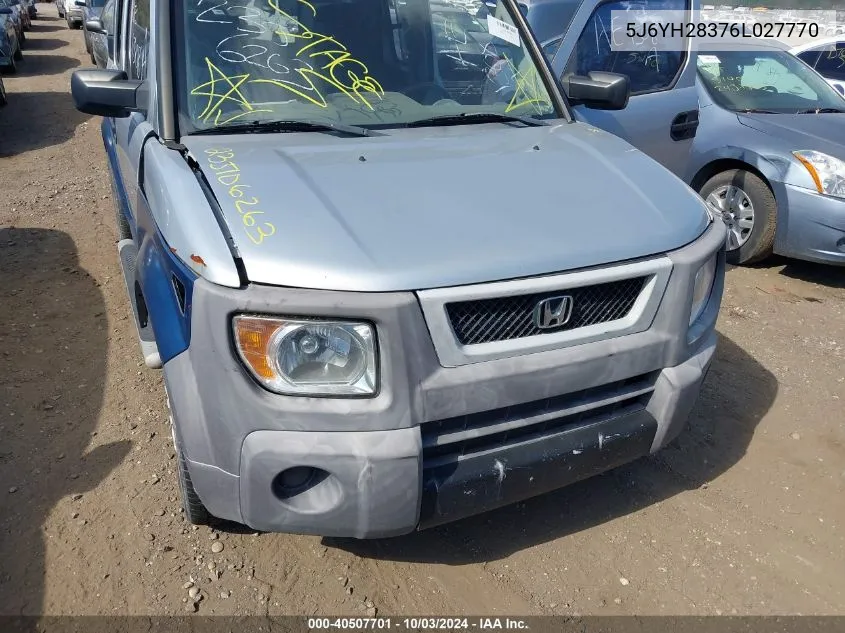 2006 Honda Element Lx VIN: 5J6YH28376L027770 Lot: 40507701