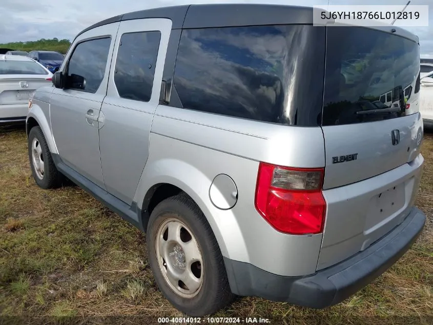 2006 Honda Element Ex-P VIN: 5J6YH18766L012819 Lot: 40514012