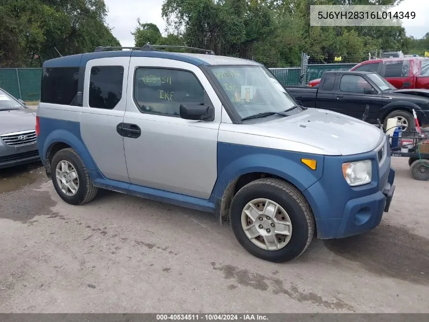 2006 Honda Element Lx VIN: 5J6YH28316L014349 Lot: 40534511