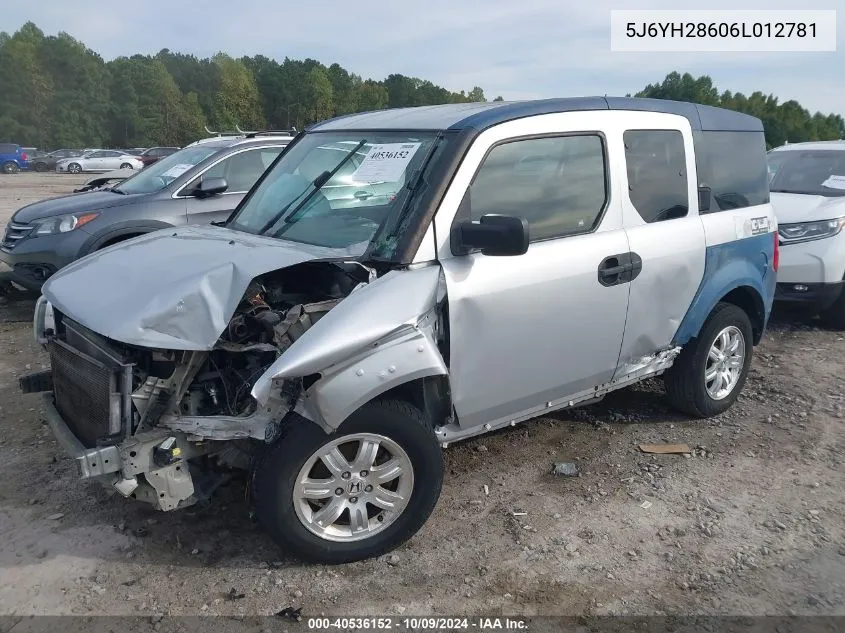 2006 Honda Element Ex VIN: 5J6YH28606L012781 Lot: 40536152