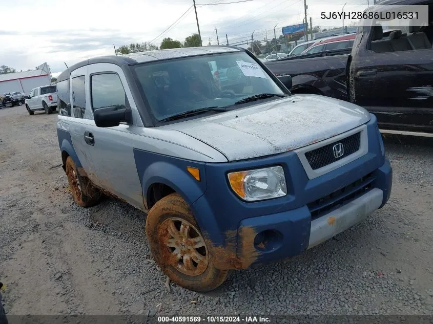 2006 Honda Element Ex VIN: 5J6YH28686L016531 Lot: 40591569