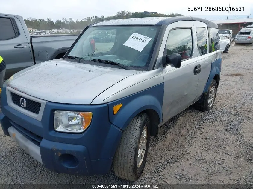 2006 Honda Element Ex VIN: 5J6YH28686L016531 Lot: 40591569