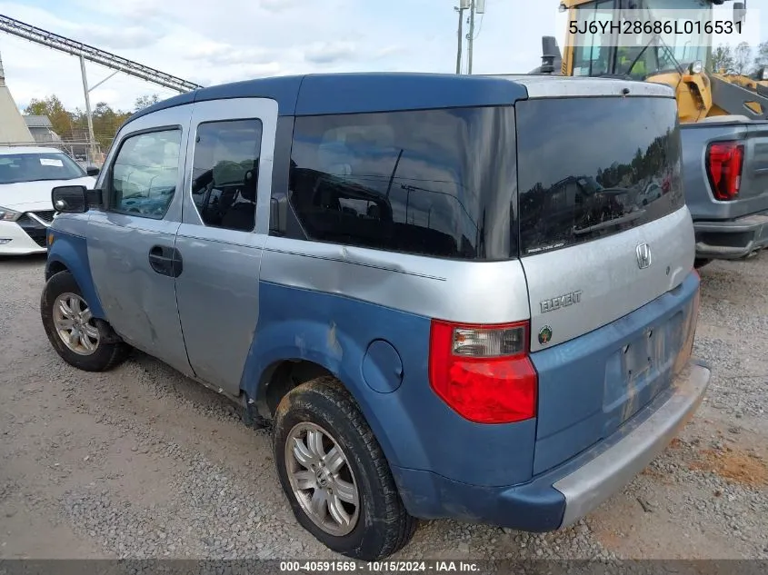 2006 Honda Element Ex VIN: 5J6YH28686L016531 Lot: 40591569