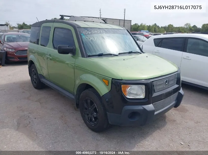 2006 Honda Element Ex-P VIN: 5J6YH28716L017075 Lot: 40602273