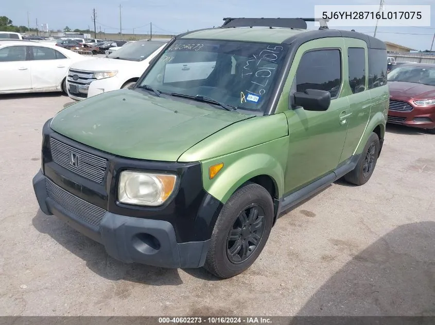 2006 Honda Element Ex-P VIN: 5J6YH28716L017075 Lot: 40602273