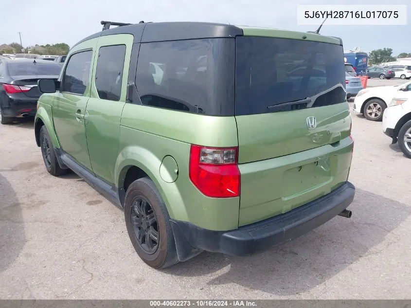 2006 Honda Element Ex-P VIN: 5J6YH28716L017075 Lot: 40602273