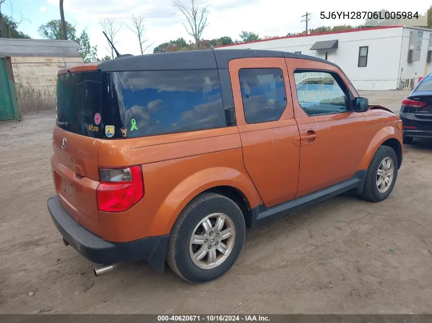 2006 Honda Element Ex-P VIN: 5J6YH28706L005984 Lot: 40620671