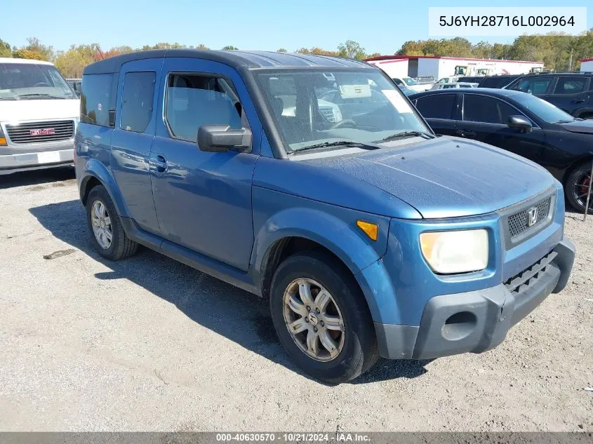 2006 Honda Element Ex-P VIN: 5J6YH28716L002964 Lot: 40630570