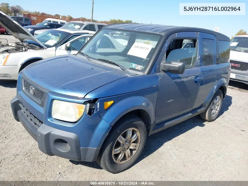 2006 Honda Element Ex-P VIN: 5J6YH28716L002964 Lot: 40630570