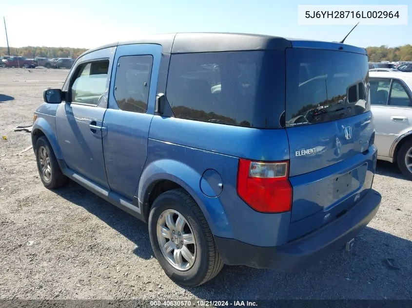 2006 Honda Element Ex-P VIN: 5J6YH28716L002964 Lot: 40630570