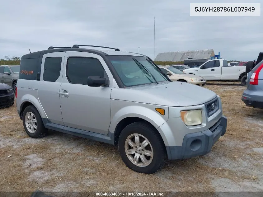 2006 Honda Element Ex-P VIN: 5J6YH28786L007949 Lot: 40634081