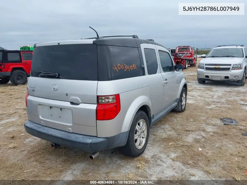 2006 Honda Element Ex-P VIN: 5J6YH28786L007949 Lot: 40634081