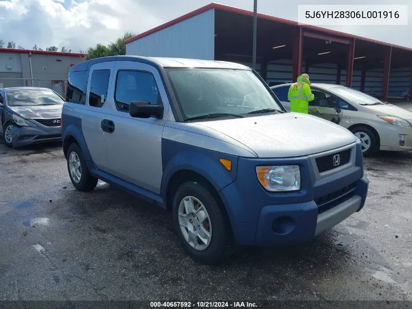 2006 Honda Element Lx VIN: 5J6YH28306L001916 Lot: 40657592