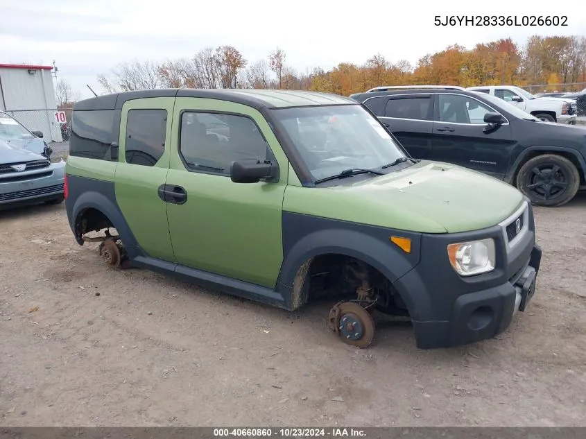 2006 Honda Element Lx VIN: 5J6YH28336L026602 Lot: 40660860