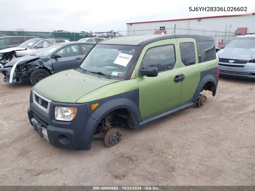 2006 Honda Element Lx VIN: 5J6YH28336L026602 Lot: 40660860