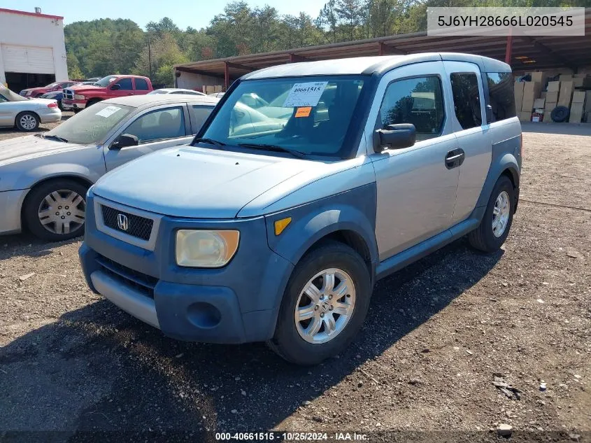 2006 Honda Element Ex VIN: 5J6YH28666L020545 Lot: 40661515