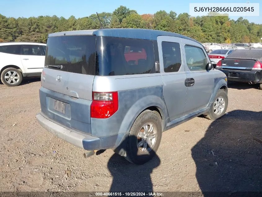 2006 Honda Element Ex VIN: 5J6YH28666L020545 Lot: 40661515