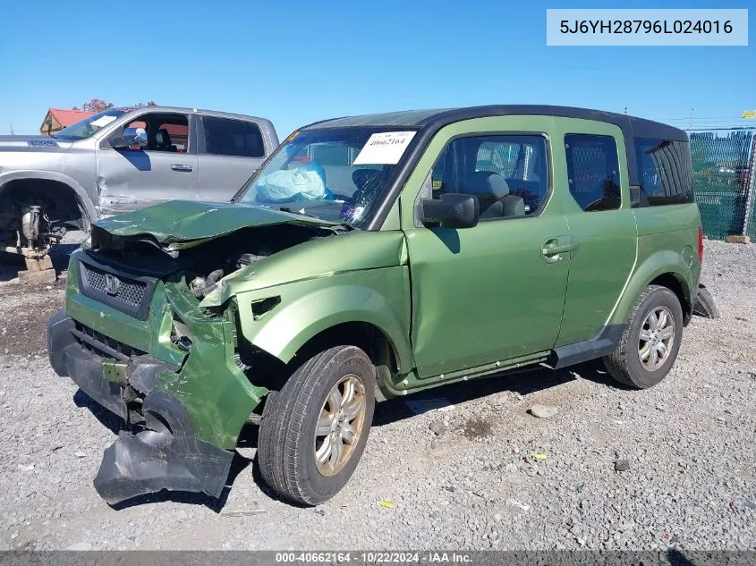 2006 Honda Element Ex-P VIN: 5J6YH28796L024016 Lot: 40662164