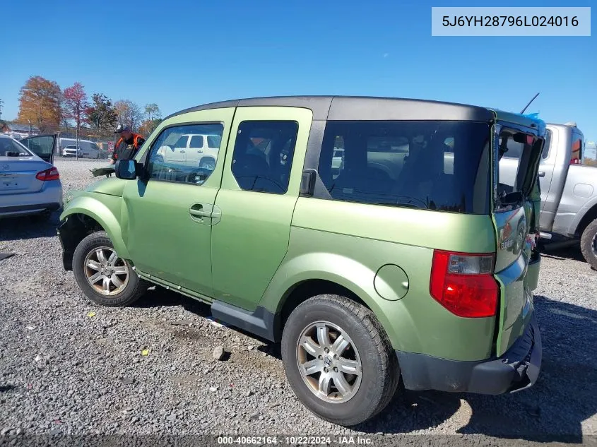 2006 Honda Element Ex-P VIN: 5J6YH28796L024016 Lot: 40662164