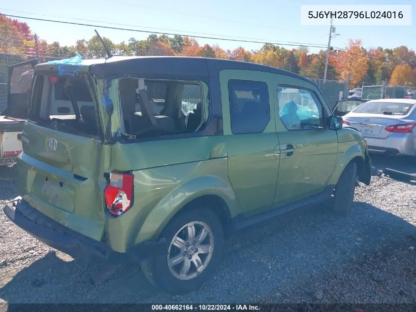 2006 Honda Element Ex-P VIN: 5J6YH28796L024016 Lot: 40662164