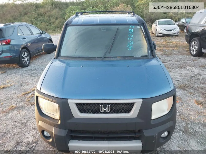 2006 Honda Element Ex VIN: 5J6YH28686L016304 Lot: 40672772