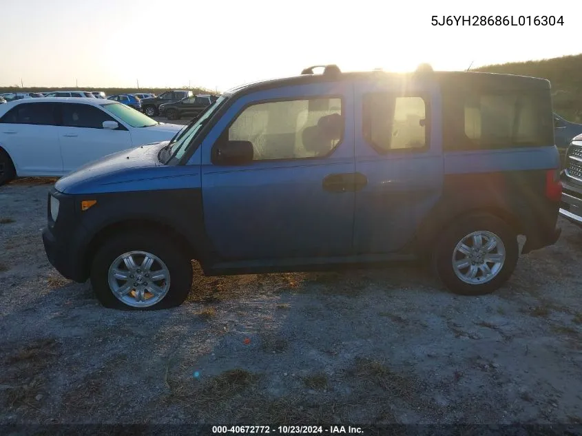 2006 Honda Element Ex VIN: 5J6YH28686L016304 Lot: 40672772