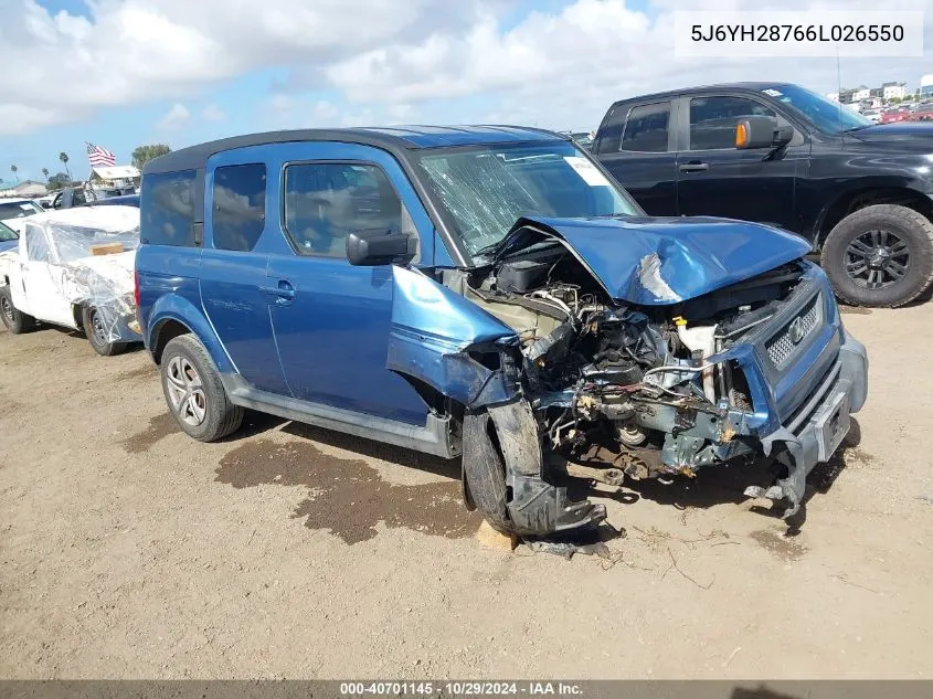 2006 Honda Element Ex-P VIN: 5J6YH28766L026550 Lot: 40701145