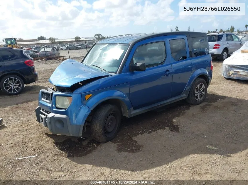 2006 Honda Element Ex-P VIN: 5J6YH28766L026550 Lot: 40701145