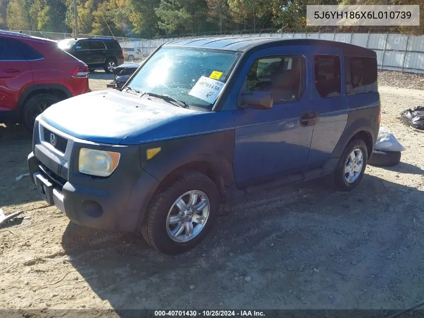 2006 Honda Element Ex VIN: 5J6YH186X6L010739 Lot: 40701430