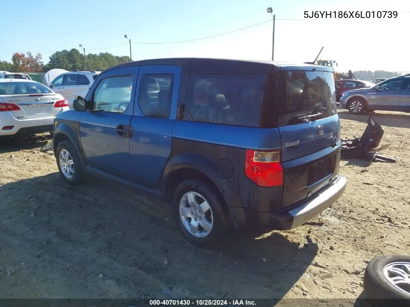 2006 Honda Element Ex VIN: 5J6YH186X6L010739 Lot: 40701430