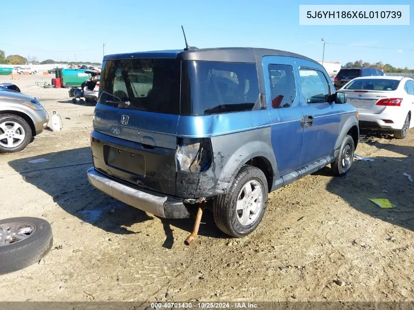 2006 Honda Element Ex VIN: 5J6YH186X6L010739 Lot: 40701430