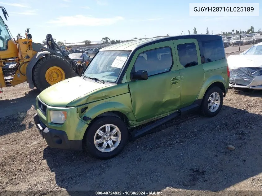 2006 Honda Element Ex-P VIN: 5J6YH28716L025189 Lot: 40724832