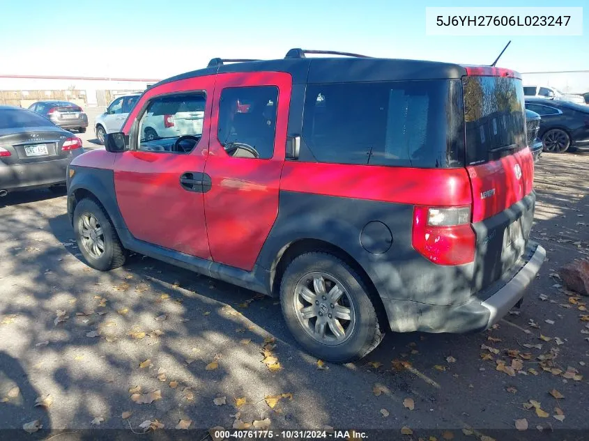 2006 Honda Element Ex VIN: 5J6YH27606L023247 Lot: 40761775