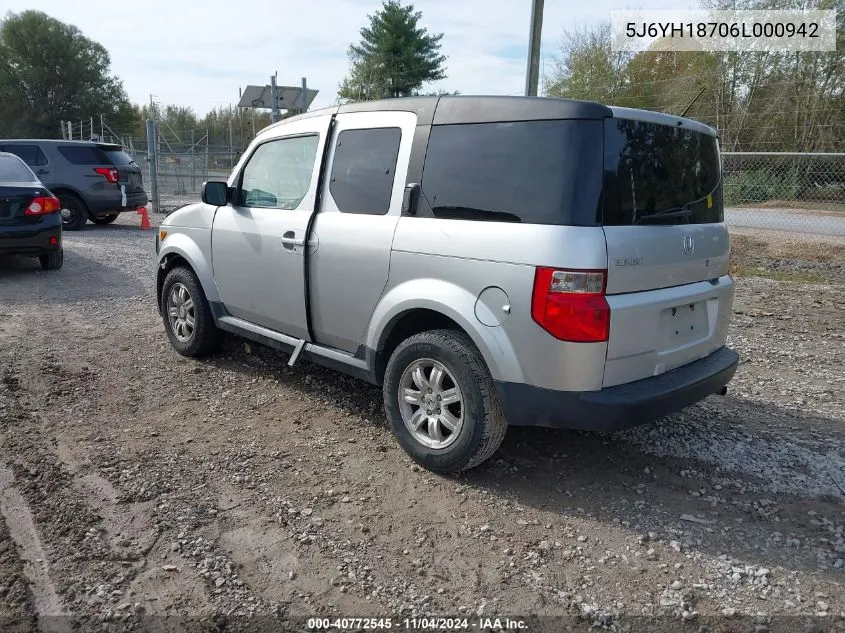 2006 Honda Element Ex VIN: 5J6YH18706L000942 Lot: 40772545