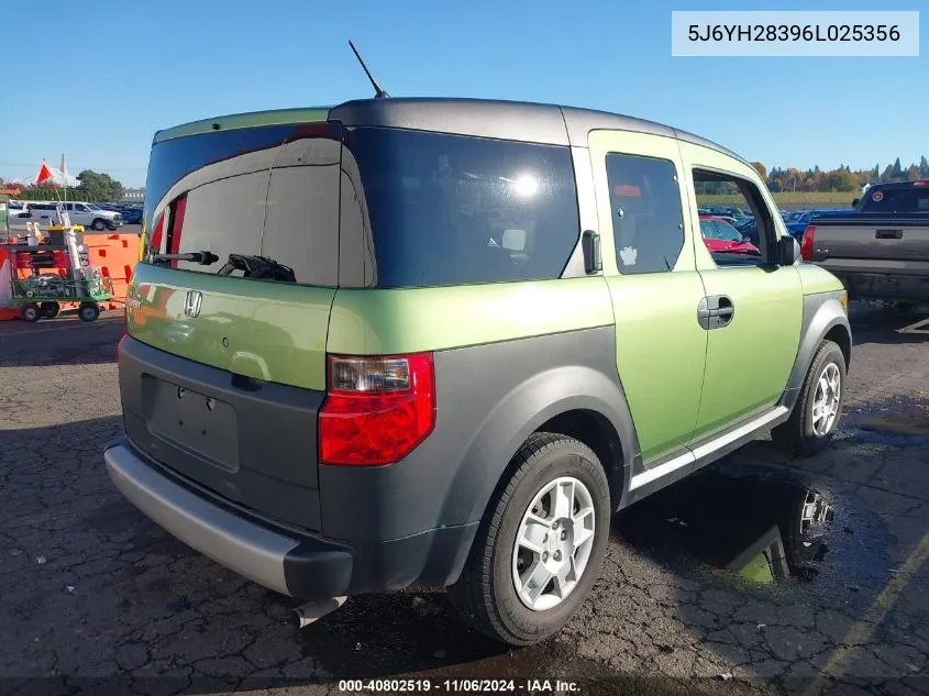 2006 Honda Element Lx VIN: 5J6YH28396L025356 Lot: 40802519