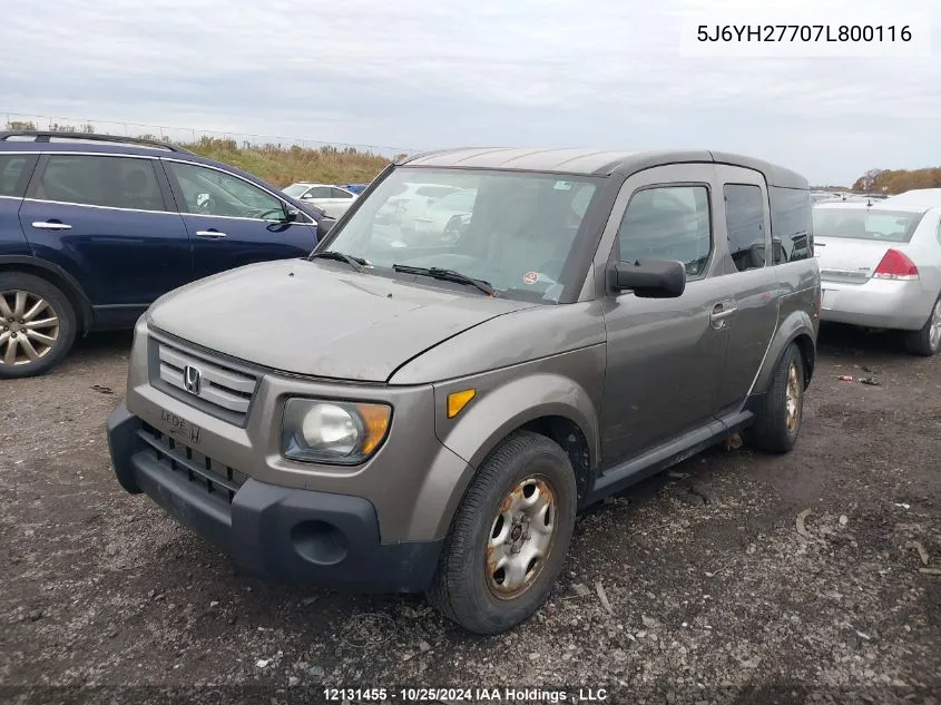 2007 Honda Element VIN: 5J6YH27707L800116 Lot: 12131455