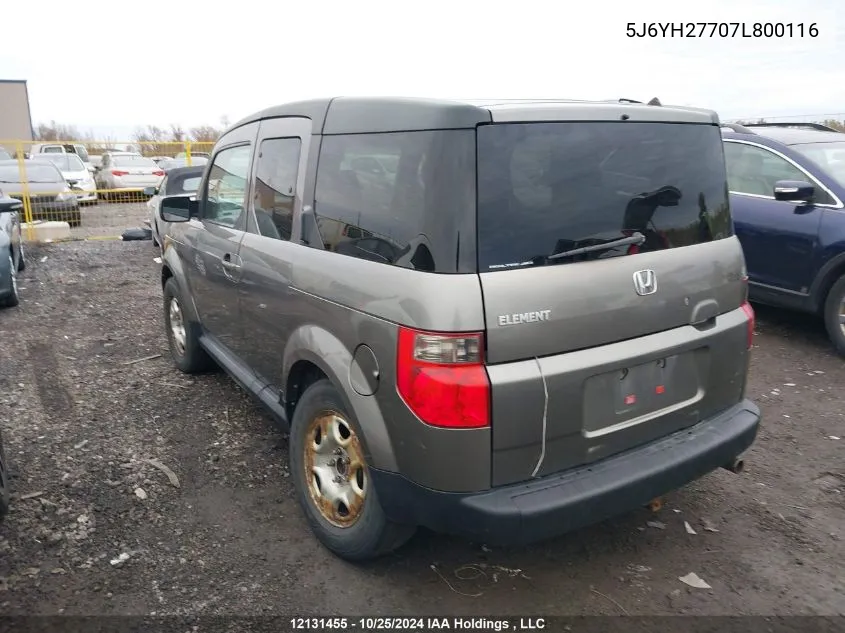 2007 Honda Element VIN: 5J6YH27707L800116 Lot: 12131455