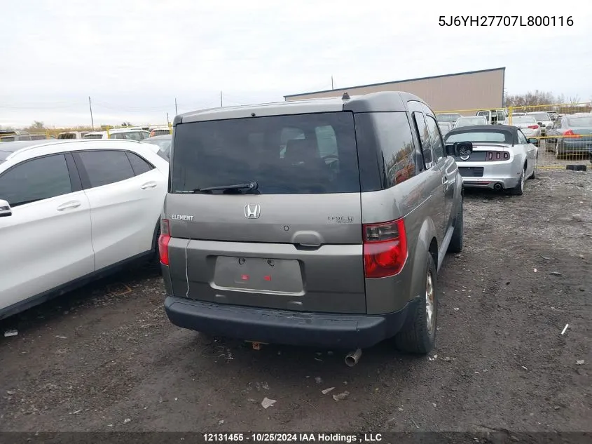 2007 Honda Element VIN: 5J6YH27707L800116 Lot: 12131455