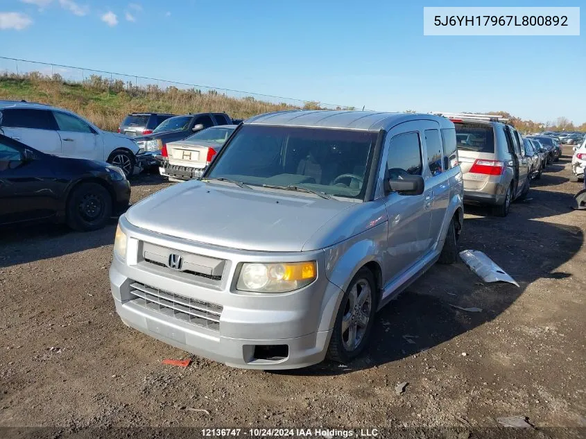 2007 Honda Element VIN: 5J6YH17967L800892 Lot: 12136747