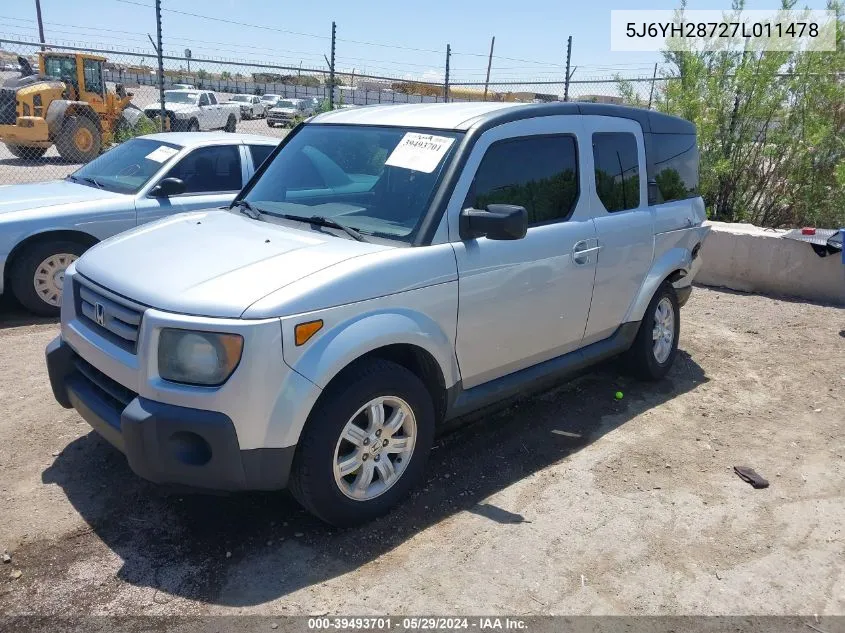 2007 Honda Element Ex VIN: 5J6YH28727L011478 Lot: 39493701