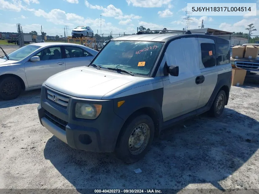 2007 Honda Element Lx VIN: 5J6YH18317L004514 Lot: 40420273