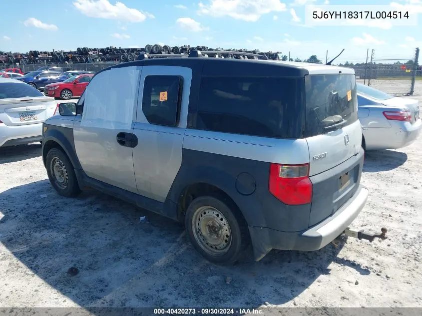 2007 Honda Element Lx VIN: 5J6YH18317L004514 Lot: 40420273