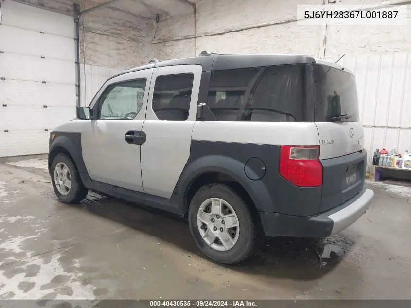 2007 Honda Element Lx VIN: 5J6YH28367L001887 Lot: 40430535